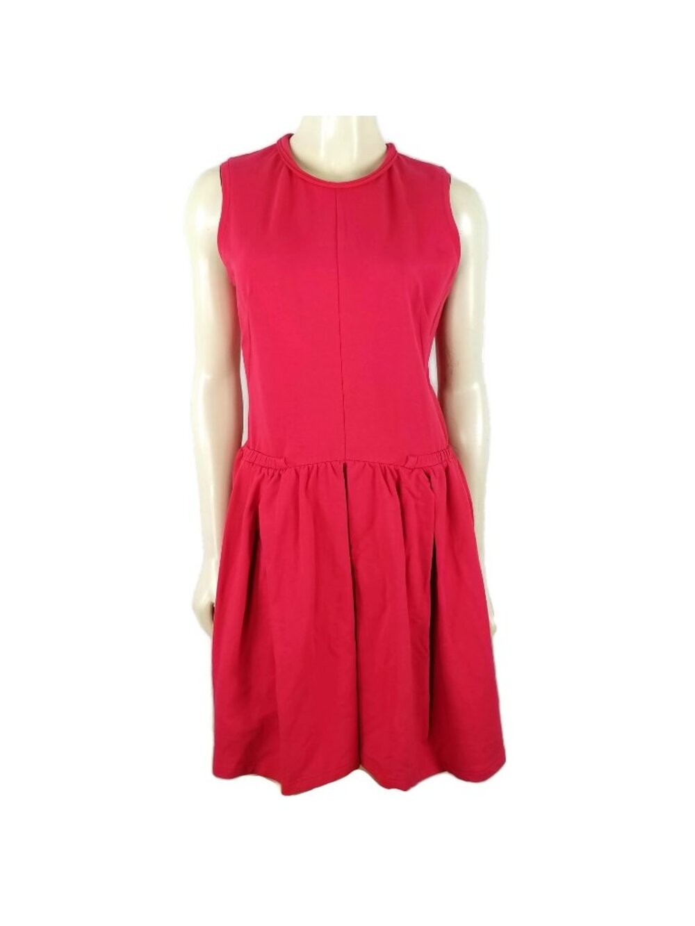 Carven sleeveless cotton pouf Robe Molleton rouge dress size XL